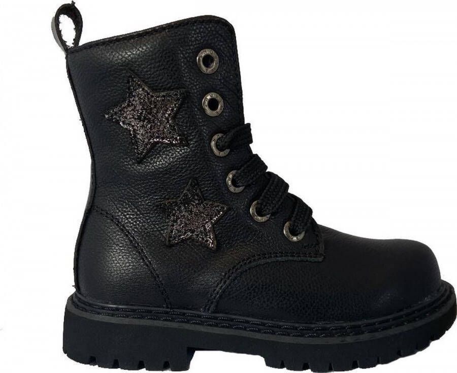 ShoesMe Zwarte Veterboots Sterren