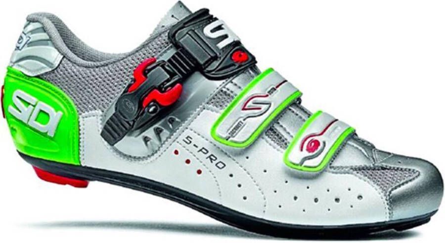 Sidi Scarpe Geni Pro Racefietsschoenen Wit Zilver Groen