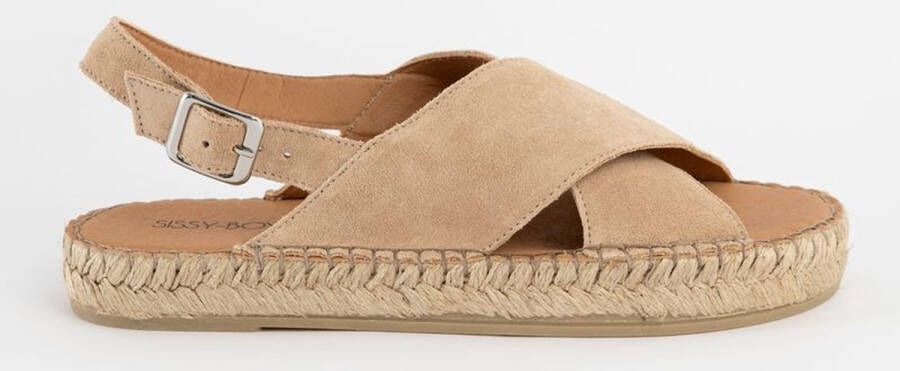 Sissy-Boy Beige suède sandalen met espadrille zool