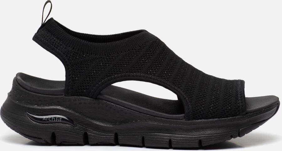 Skechers Arch Fit Platte Sandalen voor Dames Zwart Dames