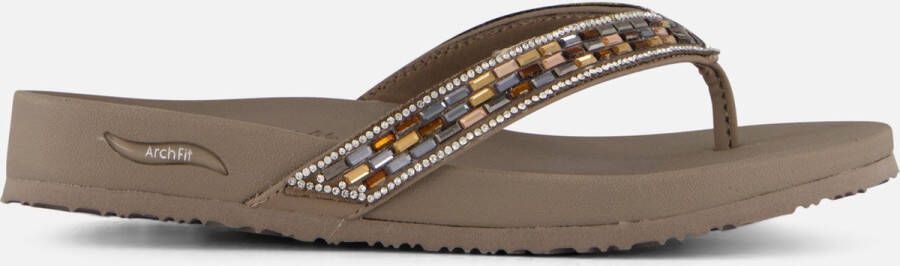 Skechers Arch Fit Meditation Glam Gal VEGAN Slipper Dames Taupe