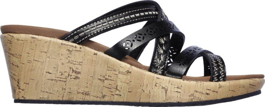 Skechers Beverlee Tiger Posse sandalen met sleehak zwart Dames