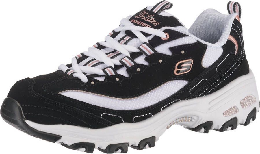 Skechers D'Lites Devoted Fan 13154-BKRG Vrouwen Zwart Sneakers Sportschoenen