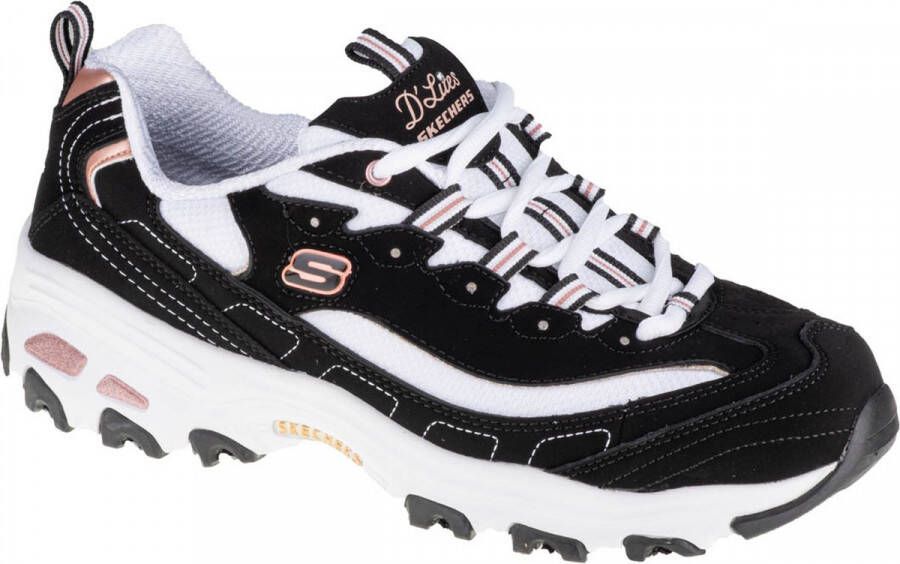 Skechers D'Lites Devoted Fan 13154-BKRG Vrouwen Zwart Sneakers Sportschoenen