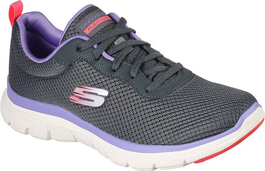 Skechers Flex Appeal 4.0 Sneakers Charcoal Mesh Lavender Trim Dames