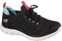 Skechers FLEX APPEAL 4.0-VICTORY LAP Womens Black White - Thumbnail 1