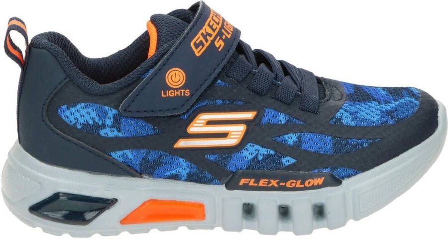 Skechers Flex-Glow Rondler Lichtjes Sneaker Jongens Blauw Zwart