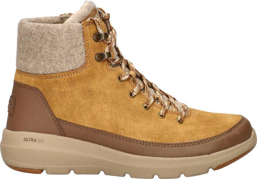 Skechers Glacial Ultra dames veterboot Cognac