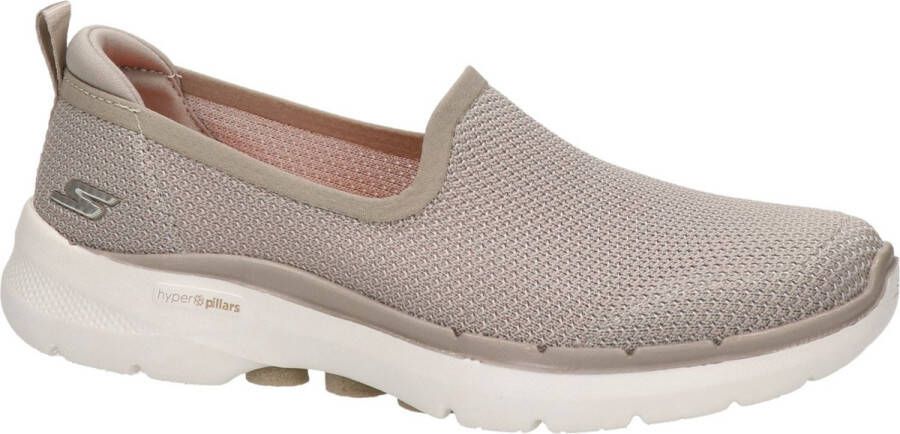 Skechers Go Walk 6 Clear Virtue 124505-NAT Vrouwen Beige Sneakers Sportschoenen