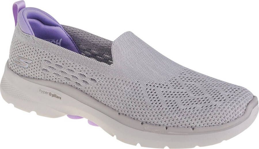 Skechers Go Walk 6 Valerie 124532-GYLV Vrouwen Grijs Sneakers Sportschoenen