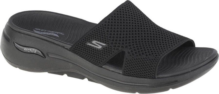 Skechers Go Walk Arch Fit Worthy 140224 BBK Vrouwen Zwart Slippers