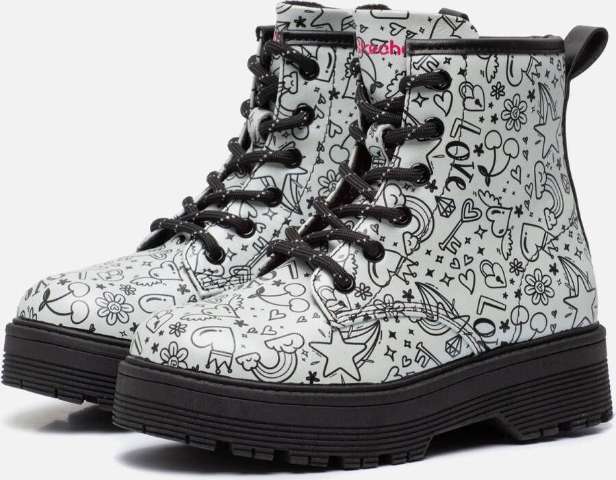 Skechers Gravlen Hi Meisjes Laarzen Zwart Zilver