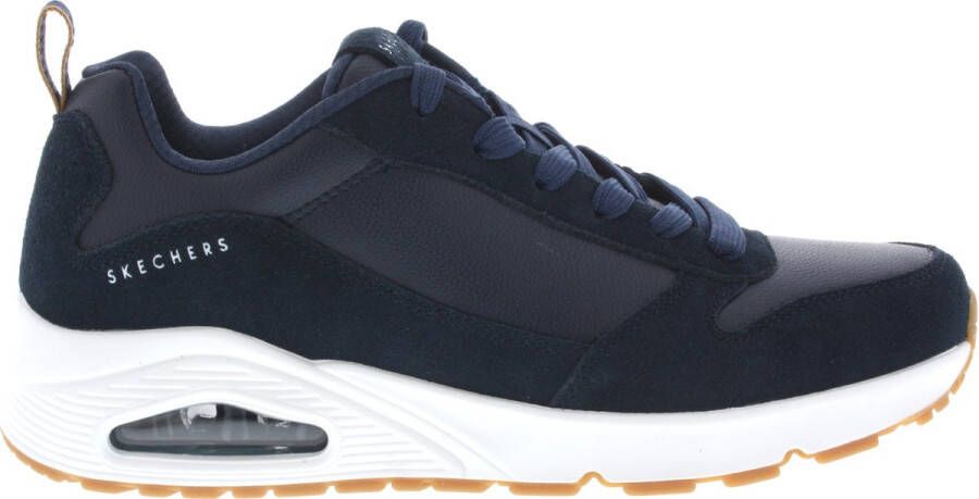 Skechers Blauwe Suède Casual Sneaker met Air-cooled Memory Foam Blauw Heren