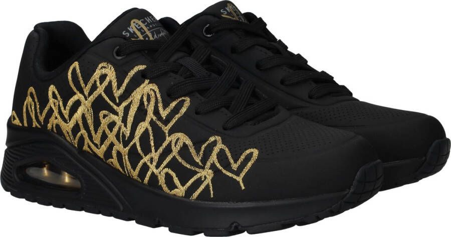 Skechers JGoldcrown Uno Golden Heart Sneakers Dames Zwart