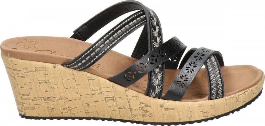 Skechers Beverlee Tiger Posse sandalen met sleehak zwart Dames