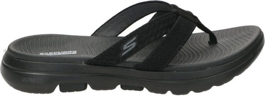 Skechers GO WALK 5 Sun Kiss Dames Slipper Teenafscheider Sandalen Zwart 140085-BKGY