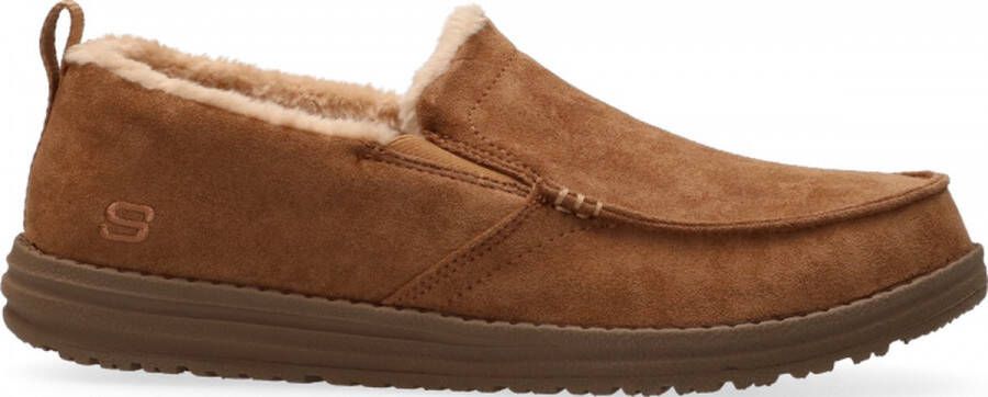 Skechers Warm Vegan Suède Pantoffel Brown Heren