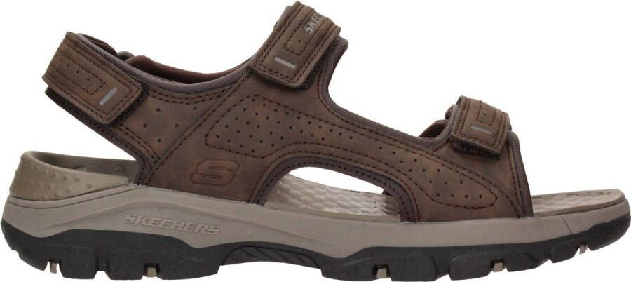 Skechers Bruine Herensandalen met Klittenbandsluiting en Luxe Foam Bruin Heren