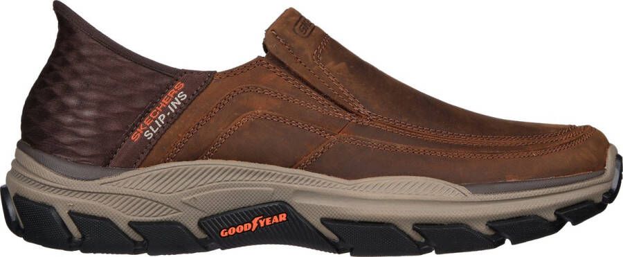 Skechers Bruin Leren Textiel Instapper met Comfortabel Voetbed Brown Heren