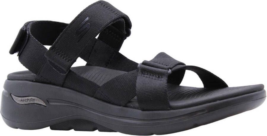 Skechers Stijlvolle Platte Sandalen voor Vrouwen Black Dames