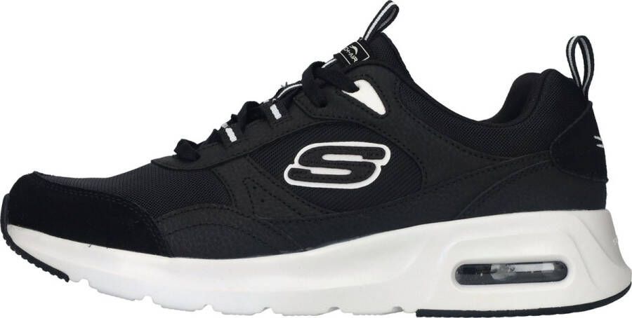 Skechers Sportieve Heren Zwarte Leren Sneaker met AirCushioned Zool Zwart Heren