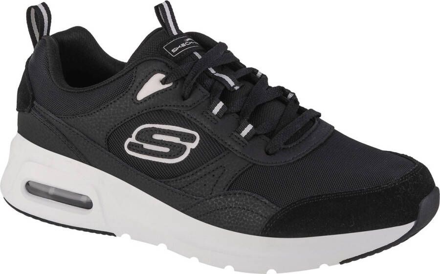 Skechers Sportieve Heren Zwarte Leren Sneaker met AirCushioned Zool Zwart Heren