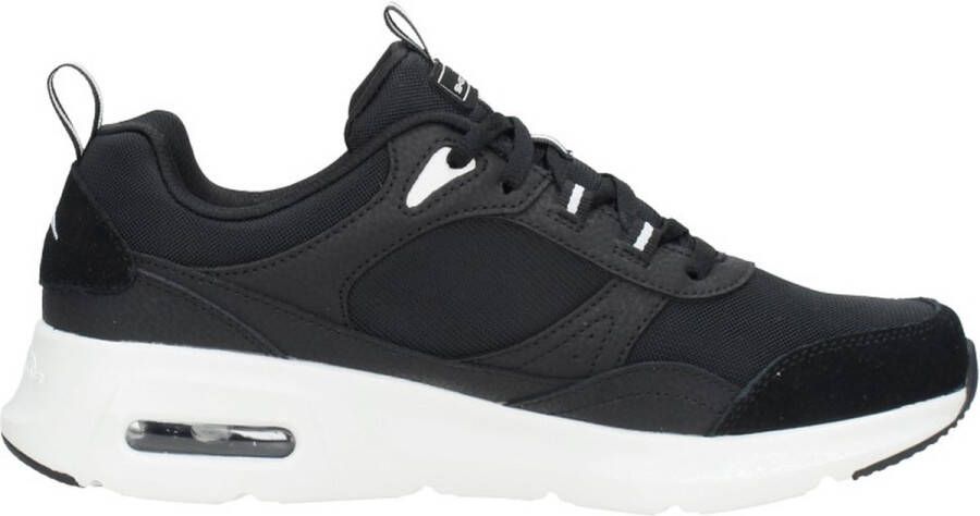 Skechers Sportieve Heren Zwarte Leren Sneaker met AirCushioned Zool Zwart Heren