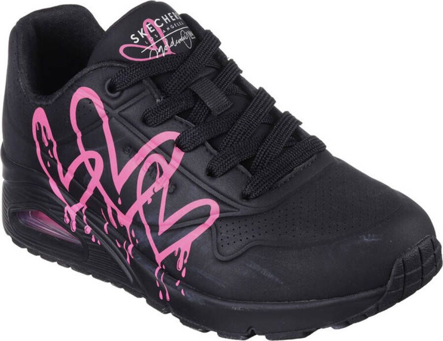 Skechers Sneakers UNO DRIPPING IN LOVE met hart-graffiti-print vrijetijdsschoen lage schoen veterschoen