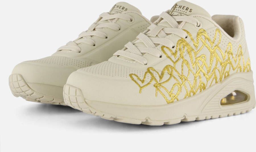 Skechers Uno Golden Heart Dames Sneakers Crème Goud