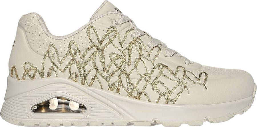 Skechers Uno Golden Heart Dames Sneakers Crème Goud