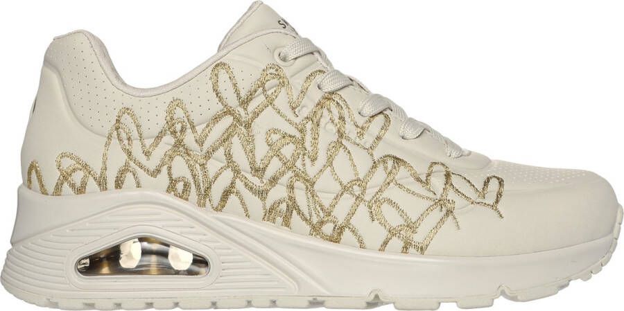 Skechers Uno Golden Heart Dames Sneakers Crème Goud