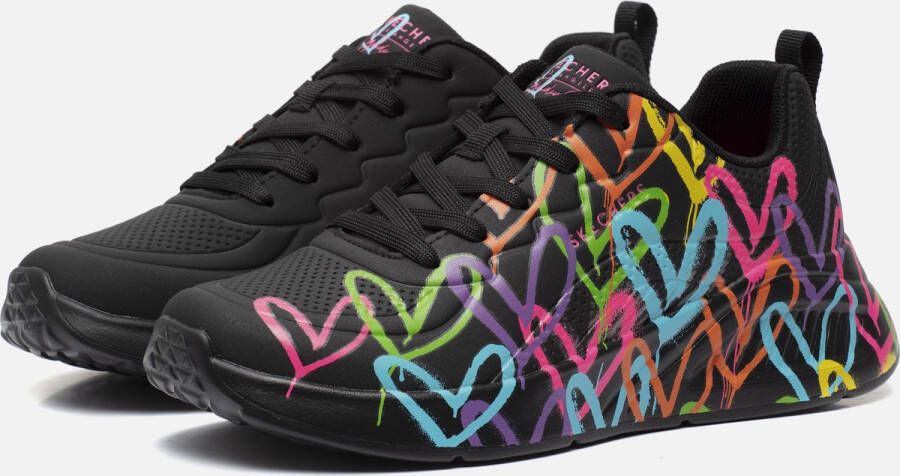 Skechers Uno Graffiti Heart Sneakers zwart Dames