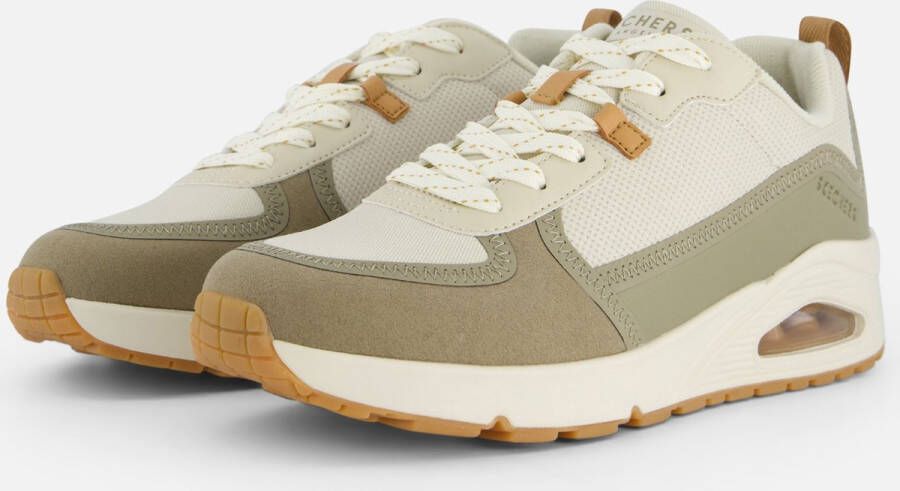 Skechers Beige en olijfgroene sneaker met Air-Cooled Memoryfoam Beige Heren