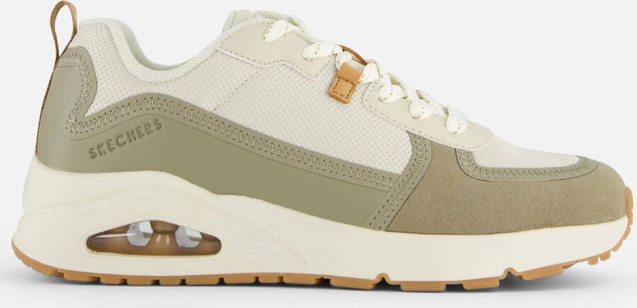 Skechers Beige en olijfgroene sneaker met Air-Cooled Memoryfoam Beige Heren