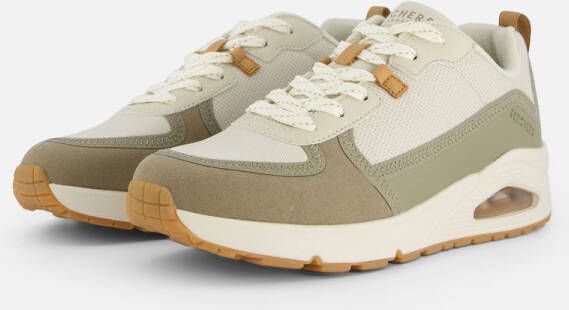 Skechers Beige en olijfgroene sneaker met Air-Cooled Memoryfoam Beige Heren