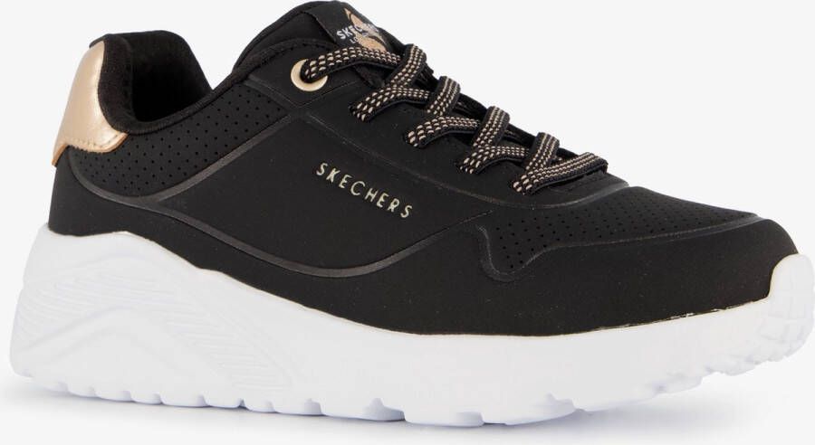 Skechers Uno Lite meisjes sneakers zwart goud