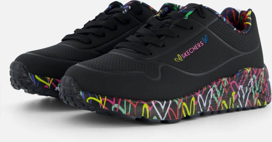 Skechers Uno Light sneakers zwart Meisjes Imitatieleer Hartjes 37 - Foto 2