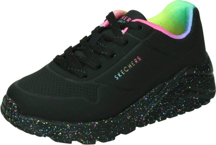 Skechers Uno Lite Rainbow Speckle 310456L-BKMT voor meisje Zwart Sneakers Sportschoenen