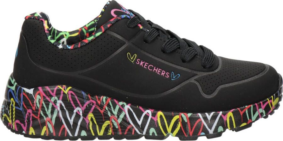 Skechers Uno Lite Lovey Luv Meisjes Sneakers Zwart Multicolour