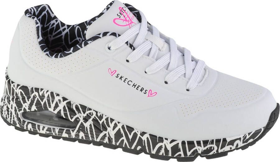 Skechers Uno-Loving Love 155506-WBK Vrouwen Wit Sneakers