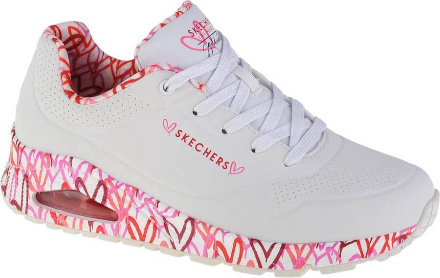 Skechers Sneakers met sleehak UNO-LOVING LOVE met coole graffiti-print vrijetijdsschoen halfhoge schoen veterschoen