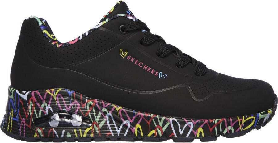 Skechers Sneakers met sleehak UNO-LOVING LOVE met coole graffiti-print vrijetijdsschoen halfhoge schoen veterschoen