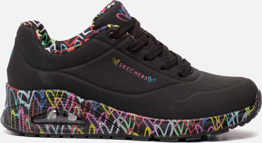 Skechers Sneakers met sleehak UNO-LOVING LOVE met coole graffiti-print vrijetijdsschoen halfhoge schoen veterschoen