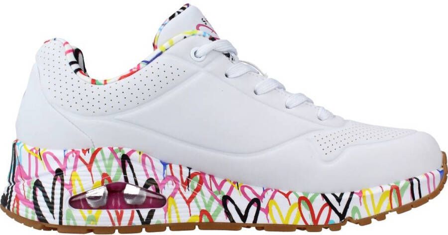 Skechers Sneakers met sleehak UNO-LOVING LOVE met coole graffiti-print vrijetijdsschoen halfhoge schoen veterschoen