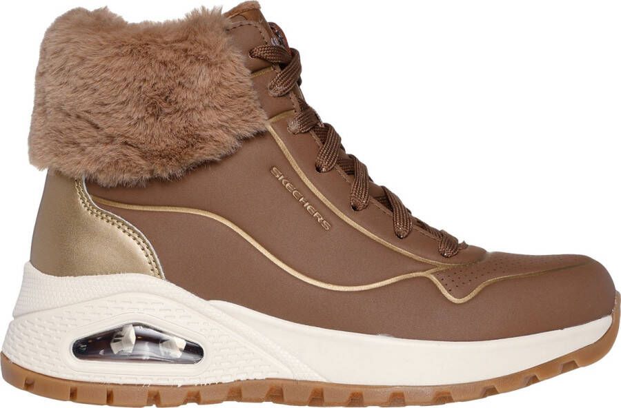 Skechers Sportieve winterlaars met glanzende afwerking Brown Dames