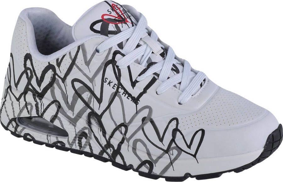 Skechers Sneakers met sleehak UNO-SPREAD THE LOVE met opvallende graffiti-print vrijetijdsschoen halfhoge schoen veterschoen