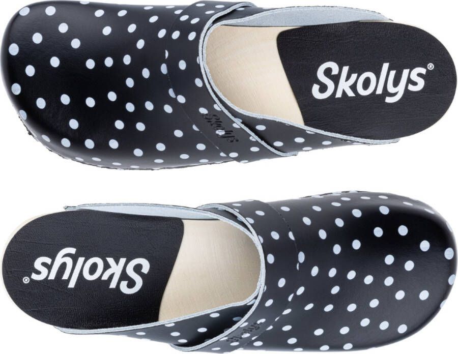 Skolys W-320.02 klompen zwart + witte stippen