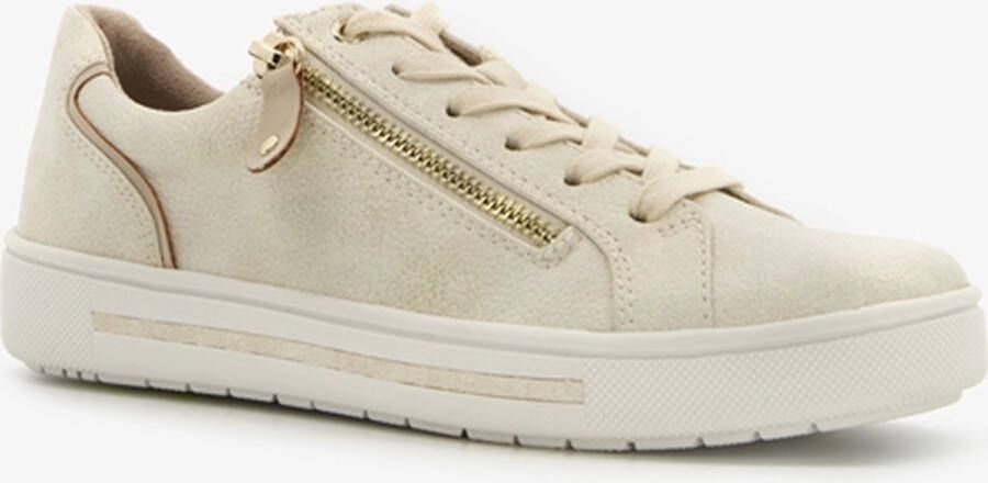 Softline dames sneakers beige met gouden glitters