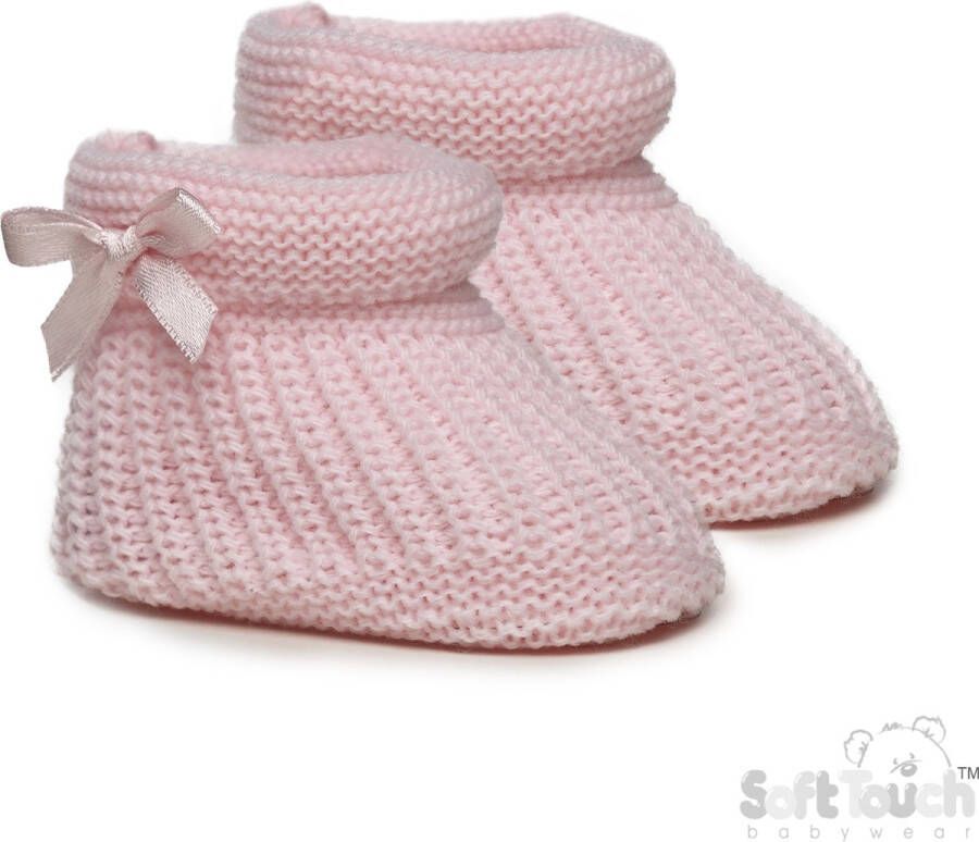 softtouch Soft Touch Babyslofjes Gebreid Met Strikje (Zijkant) New Born Roze