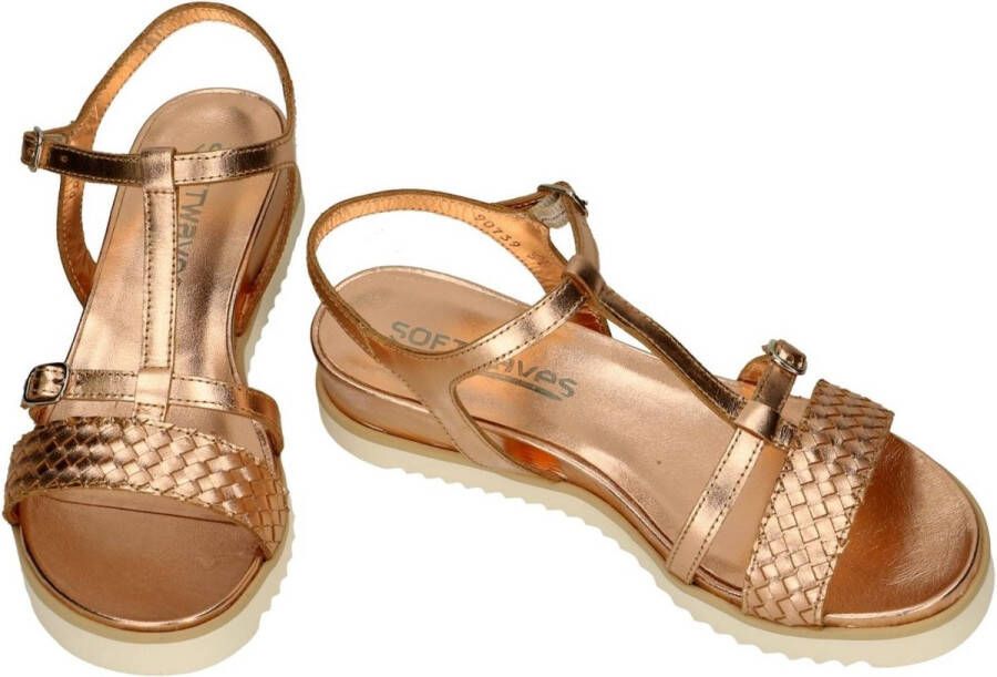 Softwaves -Dames roze-goud metallic sandalen